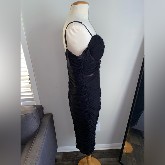 Emprada Bustier Womens Large Black Ruched MIDI Dress - Picture 3 of 6